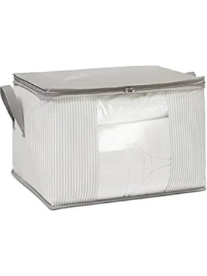 Larskas Orta Boy Pvc Pencereli Gri Çizgili Hurç, 45 x 40 x 30 cm