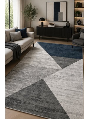 Norella Home Modern Geometrik Desenli Kaymaz Taban Yıkanabilir Salon Halısı