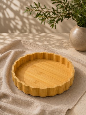 Yzhome Orta Boy Bambu Papatya Model Servis Sunum Tabağı Tabak Kase 25CM