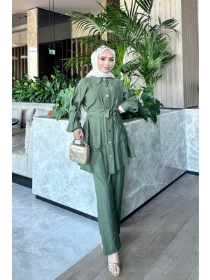 İmaj Butik Yeşil Tunik Pantolonlu Takım