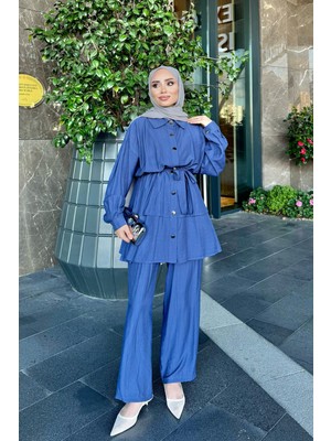 İmaj Butik Lacivert Tunik Pantolonlu Takım