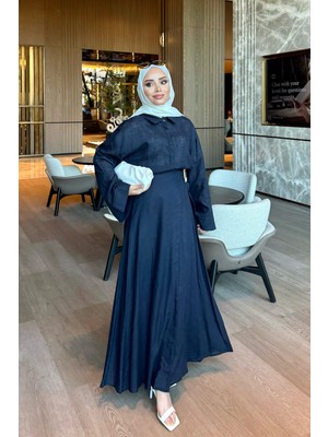 İmaj Butik Lacivert Gömlek Etekli Keten Takım