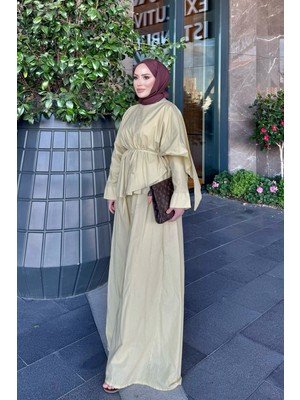İmaj Butik Çağla Yarasa Kol Pantolonlu Panço Takım