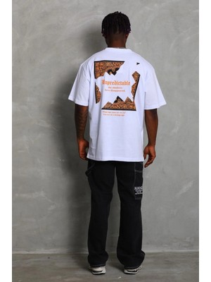 MiraLive Oversize Baskılı Bisiklet Yaka T-Shirt - Beyaz -