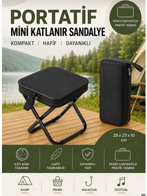 Comse Katlanır Mini Kamp Sandalyesi Hafif El Çantası Boyutunda Portatif Taşınabilir Piknik Taburesi