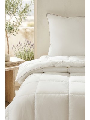 Ocean Home Textile 2'li Pamuk Saten Biyeli Mikrojel Tek Kişilik Yastık Yorgan Seti 1 Adet 155 x 215 / 1 Adet 50 x 70 cm