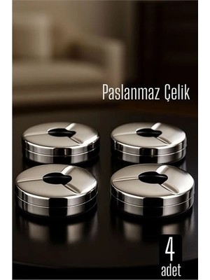 MiraLive Kapaklı Paslanmaz Kare Küllük - Kapaklı Metal Kül Tablası - Kafe Küllüğü Restoran Küllü�