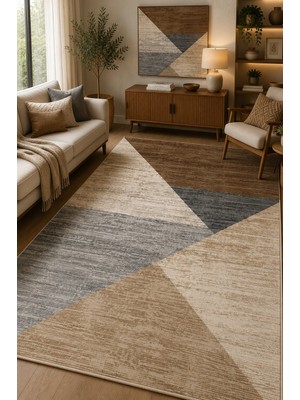 Norella Home Modern Geometrik Desenli Kaymaz Taban Yıkanabilir Halı Salon Halısı Koridor Halısı Antre Halısı Oturma Odası Yatak Odası Halısı