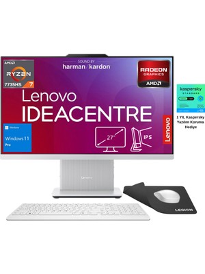 Lenovo ıdeacentre 27ARR9 Aıo Ryzen7 7735HS 40GB 2tb SSD 27" Fhd W11PRO All In One Bilgisayar - Lenovo Mouse Pad WZ14