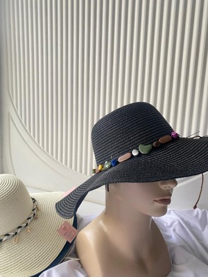 NS Tasarım Coni Taşlı Hasır Şapka