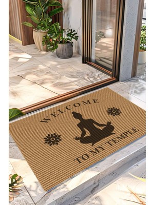 Decovetro Kapı Önü Halı Paspas Yoga Welcome Temple Baskılı 40 x 60 cm