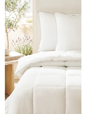 Ocean Home Textile 3'lü Pamuklu Saten Biyeli Mikrojel Çift Kişilik Yastık Yorgan Seti 1 Adet 195 x 215 / 2 Adet 50 x 70 cm
