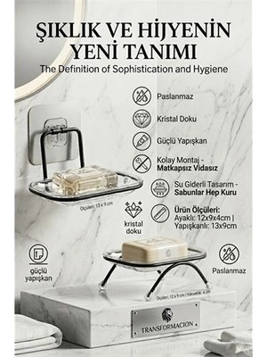 MiraLive Yapışkanlı ve Ayaklı Sabunluk Seti – Su Giderli, Katı Sabun Kutusu 723055