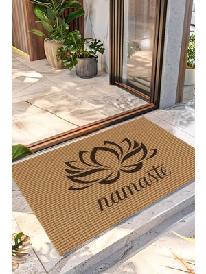 Decovetro Kapı Önü Halı Paspas Yoga Namaste Lotus Çiçeği Baskılı 40 x 60 cm