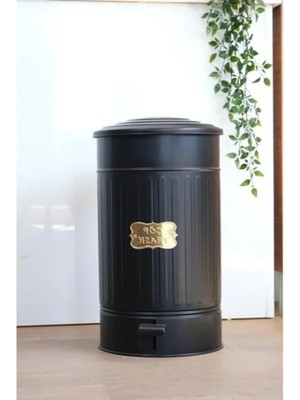 Larskas 30 Litre Siyah Pedallı Çöp Kovası | Paslanmaz Galvaniz Metal Yapı