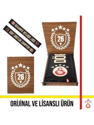 Galatasaray Lisanslı 26 Şampiyonluk Siyah Atkı ve 26 Şampiyonluk Kutu
