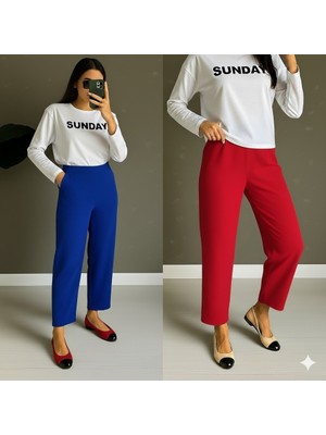Deluxe Takı ve Giyim Kadın Yüksek Bel Krep Pantolon