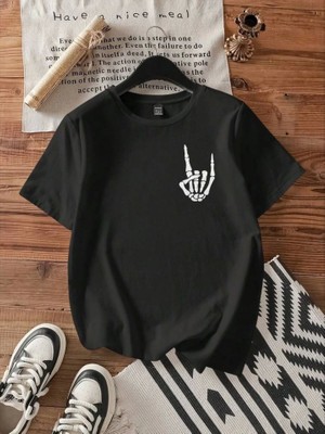 Deluxe Takı ve Giyim Baskılı T-Shirt - Siyah