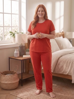 Sleeproom Bisiklet Yaka Pointel Örme Yazlık Kadın Pijama Takımı