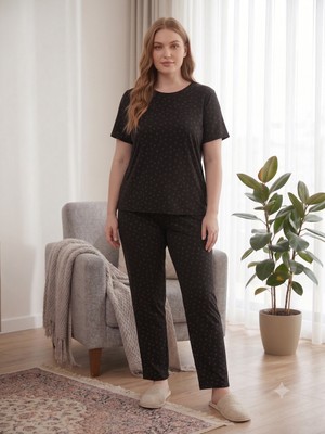 Sleeproom Bisiklet Yaka Pointel Örme Yazlık Kadın Pijama Takımı