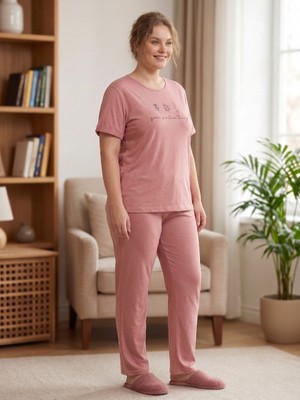 Sleeproom Bisiklet Yaka Çiçekli Yazlık Kadın Pijama Takımı