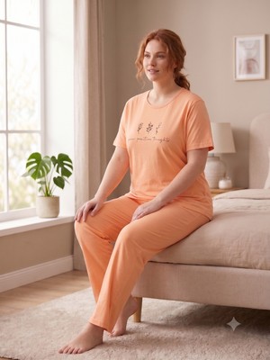 Sleeproom Bisiklet Yaka Çiçekli Yazlık Kadın Pijama Takımı