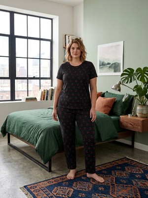 Sleeproom Bisiklet Yaka Pointel Örme Mevsimlik Kadın Pijama Takımı