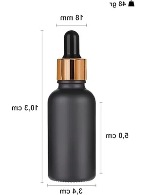Aesco 30 ml Mat Siyah Cam Damlalıklı Serum Şişesi - 2 Adet
