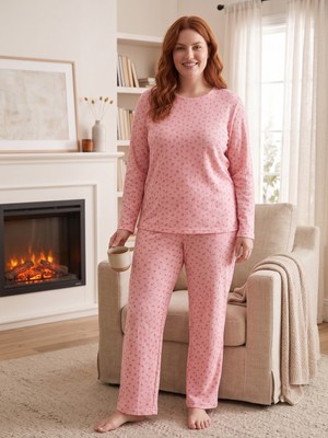 Sleeproom Bisiklet Yaka Pointel Örme Mevsimlik Kadın Pijama Takımı