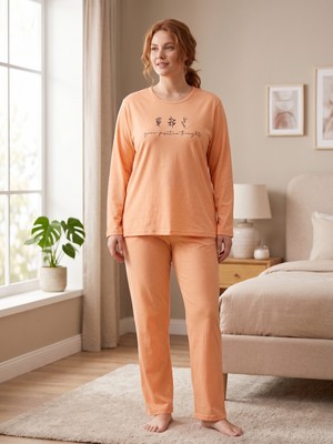 Sleeproom Bisiklet Yaka Çiçekli Mevsimlik Kadın Pijama Takımı
