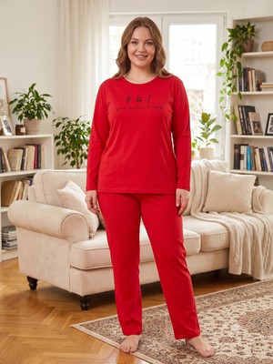 Sleeproom Bisiklet Yaka Çiçekli Mevsimlik Kadın Pijama Takımı