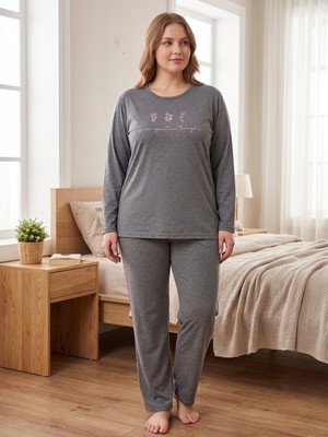 Sleeproom Bisiklet Yaka Çiçekli Mevsimlik Kadın Pijama Takımı