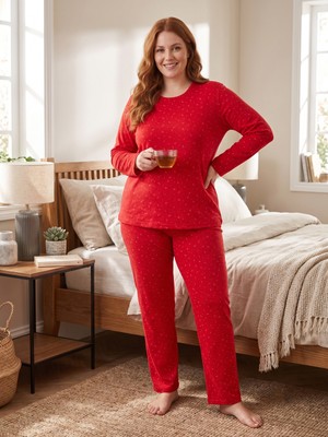 Sleeproom Bisiklet Yaka Pointel Örme Mevsimlik Kadın Pijama Takımı