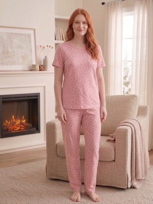 Sleeproom Bisiklet Yaka Pointel Örme Yazlık Kadın Pijama Takımı