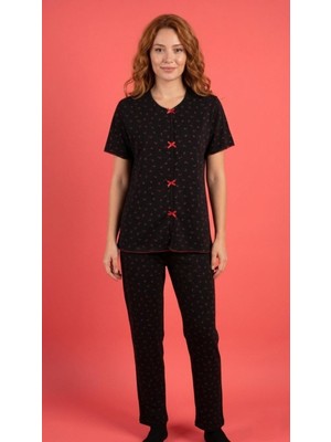 Sleeproom Fiyonklu Pointel Kiraz Desen Kısa Kol Pijama Takım