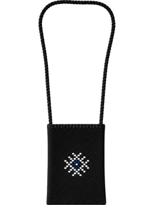 Hakiki Karacakılavuz Dimi Dokuması Ayva Göbeği Motifli Haki Telefon Çantası 17 x 13 cm