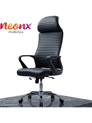 Neonx|arya Deri Başlıklı Demir Ayaklı Ultra Lüx Çalışma Sandalyesi