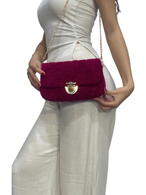 Helybag El Yapımı Elegant Kadın Omuz Çantası Kırmızı - Elegant Çanta - Özel Gün Çantası