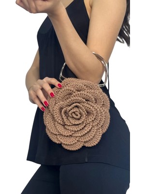 Helybag El Yapımı Örgü Gül Çanta – Rose Bag – Metal Saplı - 4 Farklı Renk Seçeneği -