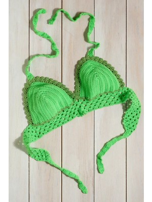 Talin Handmade Yeşil Crop Bustiyer - El Yapımı - 38 Beden Uyumlu