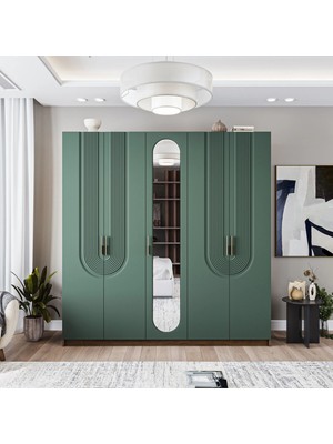 Velmo Aspen 5 Kapaklı Gardırop (Yeşil)