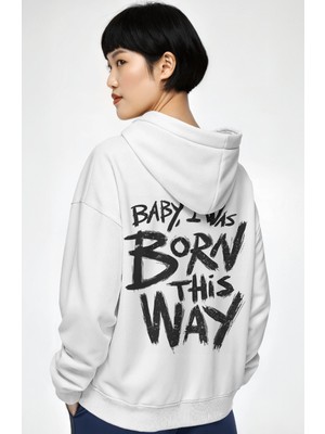 Sevbano Lady Gaga Şarkıcı Sırt Baskılı Unisex Oversize Penye Hoodie