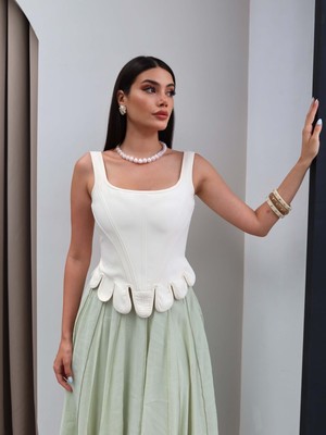 Esra Helvacı Fermuar Detaylı Korse Bluz