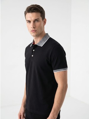 Giyim Dünyası Erkek Polo Yaka Kısa Kol Tshirt Siyah