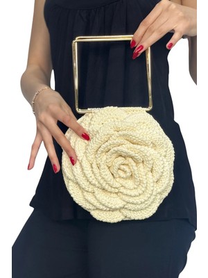 Helybag El Yapımı Örgü Gül Çanta – Rose Bag – Metal Saplı - 4 Farklı Renk Seçeneği -