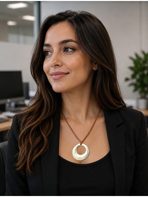 Vintage Takı Kahverengi Süet Ipli Silver Göbeklitepe Antik Ortaçağ Tarzı Modern Oval Trend Kolye