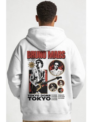 Sevbano Bruno Mars Efsane Şarkıcı Sırt Baskılı Unisex Oversize Penye Hoodie
