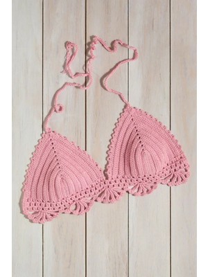 Talin Handmade Pembe Crop Bustiyer - El Yapımı Yaz Kıyafeti