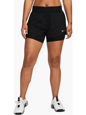 Nike One Training Dri Fit High Rise 3 Inch 2 In 1 Short Kadın Yüksek Bel Bol Kesim 3 Cepli Taytlı Şort Siyah