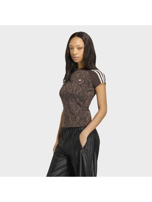 Adidas Snake Print Cali Kadın Kahverengi Tişört (KX1889)